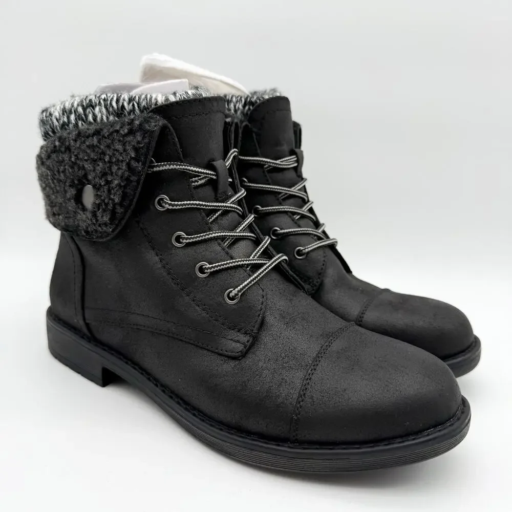 Cliffs by White Mountain Womens Duena Ankle Booties US 8.5 M Black Knit NIB